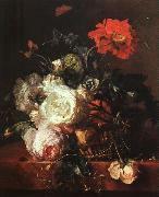HUYSUM, Jan van Basket of Flowers sf oil on canvas